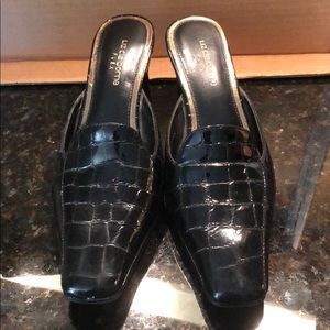 LIZ CLAIBORNE black crocodile mule heels